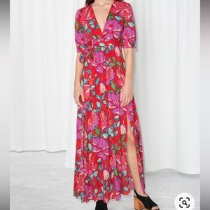 bright red floral & other stories maxi